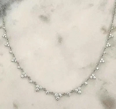 Collana da donna stazione con diamanti creati in laboratorio taglio tondo 2... - Immagine 1 di 4