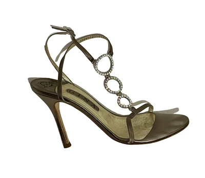 Gina золотой кристалл украшенный вечерние сандалии, Великобритания 6,5 в мешок для пыли - Изображение 1 из 4