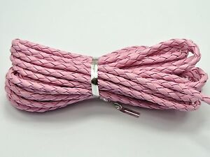 16.4 Feet Pink Braided Bolo PU Leatherette Jewelry Cord 4mm
