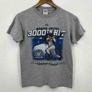 Delta T-Shirt Adult Size S Gray Derek Jeter 3000 Hits New York Yankees Baseball - Picture 1 of 8
