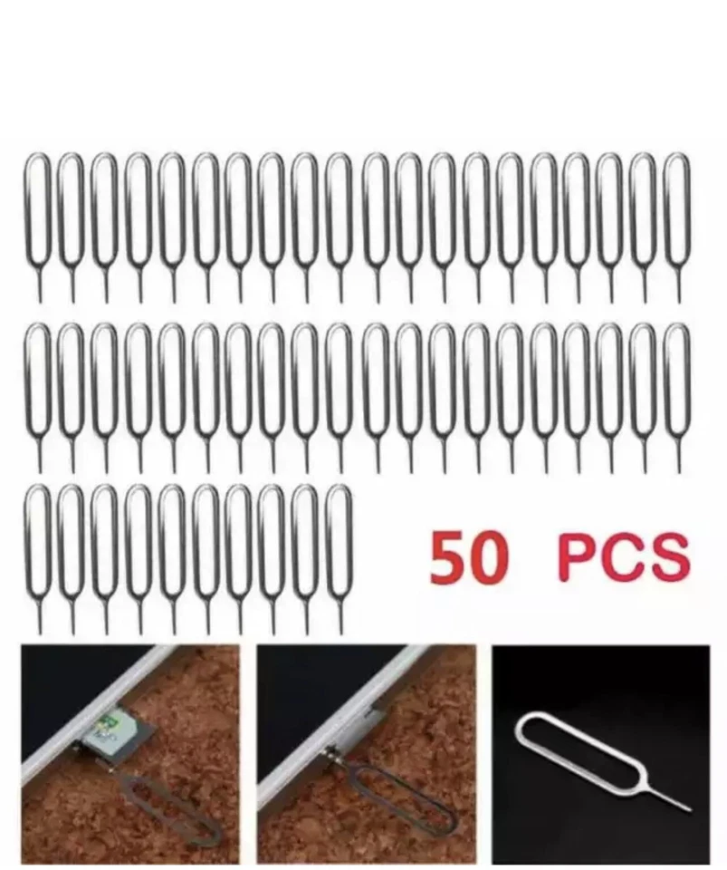 50 x Sim Ejector Card Removal Tray Pin Opener Tool For Apple iphone iPad Samsung - Image 1 of 1