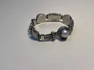 Design Amethyst Mabe Pearl 925 Sterling Silver Bracelet - Picture 1 of 10