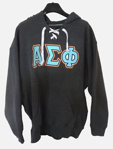 J America Mens Alpha Sigma Phi Fraternity Gray Long Sleeve Hoodie XL - Picture 1 of 7