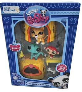 Littlest Pet Shop Tiki Jungle Play Pack 3 Pets w Virtual Code Gen 7 NEW in Box - Picture 1 of 7