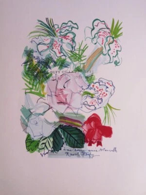 Raoul DUFY (1877-1953) LITHO PINK FLOWERS FAUVISM MOURLOT 1965 - Image 1 of 4