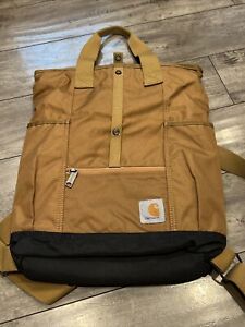 Carhartt Canvas Hybrid Backpack Tote Bag Brown Water Repellent EUC