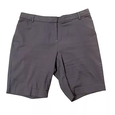 Dressbarn Brown Dress Shorts Plus Size High Rise Pockets Dark Cotton Elastic 16W - Image 1 of 4