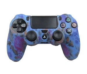 Cubierta suave antideslizante floral azul con agarre de silicona para controlador PS4  - Imagen 1 de 6
