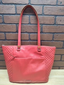 Vera Bradley Glenna red leather large tote bag quilted floral purse - Picture 1 of 16