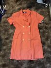 Vintage Jg Hook Orange Peach Jacket Dress Size 16 Linen Blend New Nwt