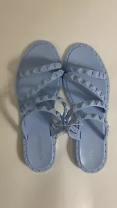 Olivia Miller Women's Studded Slip On Open Toe Flats Sz8 Baby Blue - Picture 1 of 3