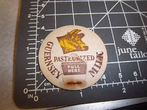 Vintage Milk Bottle Cap, Guernsey Milk, Great cow art logo, fun collectible - Picture 1 of 1