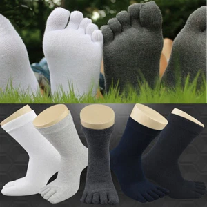 3 Pairs Men's Cotton Blend Soft Five Fingers Five Toe Socks Absorbent Stockings - Picture 1 of 18