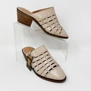 Crevo Womens Nude Bone Braided Leather Western Heel Slip On Mule, Size 6 - Picture 1 of 12