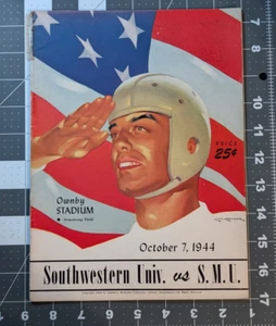 GOOD VINTAGE - 1944 College Football Program Southwestern University vs SMU - Picture 1 of 4