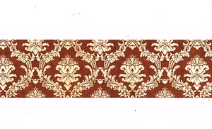 Brown Cream French Damask Floral Peel Stick Small Mini 2" Wallpaper Border - Picture 1 of 3