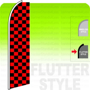 RED BLACK Checkered Checker - Swooper Flag Feather Flutter Banner Sign 11.5' rb - Picture 1 of 1