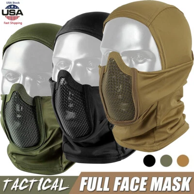Máscara de malla de pasamontañas táctica Airsoft máscara protectora facial completa estilo ninja capucha Foto 1 de 4