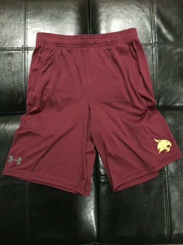 Texas State Bobcats Under Armour Maroon Athletic Gym Shorts Youth XL NWT Cover