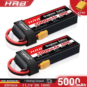 2x HRB 11,1V 3S 5000mAh XT90 Lipo Akku für RC Hubschrauber Drohne Truck Auto LKW - Bild 1 von 6