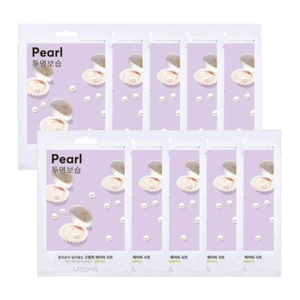 MISSHA Airy Fit Sheet Mask Pearl 10ea Brightening, Moisturizing K-beauty - Picture 1 of 3