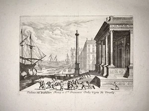 1670 Melchior Küsell after Wilhelm Baur, Palazzo della Nunziatura Venice Italy - Picture 1 of 3