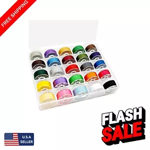 25 Assorted Colors Prewound Bobbin Thread for Sewing Machines - Size A Class 15 - Picture 1 of 8