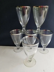 Vtg 6pc Platinum Rimmed 6 1/4" Ice Tea Glasses - Picture 1 of 5