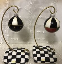 Black And White Check  Xmas ornament Stand Drop 7" With Ornament,choose One