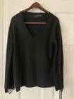 360Cashmere Sweater S pullover black 100% cashmere laced sleeves