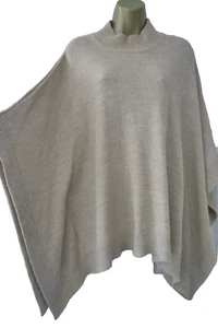 TU Ladies Size S M 10 12 Beige High Neck Pullover Knitted Cape Poncho Jumper - Picture 1 of 13