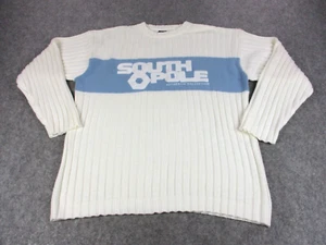 VINTAGE Southpole Sweater Men 2XL XXL White Blue Spellout Street Wear Sweatshirt - Picture 1 of 9