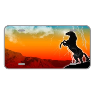Custom Personalized Novelty License Plate With Orange Background Lightning Horse - Picture 1 of 1
