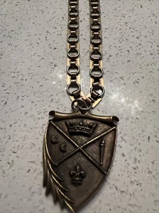 Fleur De Lise Pendant With Beautiful Chain 24 Inches Long. Vintage - Picture 1 of 9