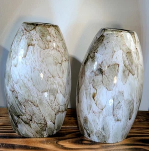 Par de Tonos de Luz Colgantes Portafolio Vidrio Río Piedra Mármol Patrón 8" Usado en Excelente Condición - Imagen 1 de 11