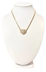 SWAROVSKI SIGNED SWAN CRYSTAL HEART PAVE NECKLACE GOLD TONE 16” - Bild 1 von 12