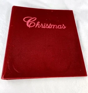 Retro Vintage Red Velvet Christmas Embroidered Photo Album Binder - Picture 1 of 9