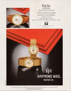 Raymond Weil Fidelio Collection Print Ad 18K Goldplated Watch 1989 - Picture 1 of 1