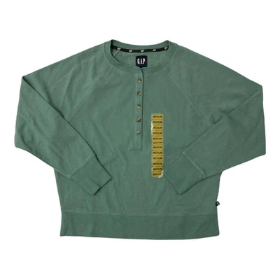 Sudadera de felpa francesa Henley de manga larga para mujer GAP Foto 1 de 2