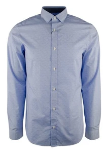 Michael Kors Men's Long Sleeve Swirl Print Slim Fit Shirt Blue Medium - Picture 1 of 2