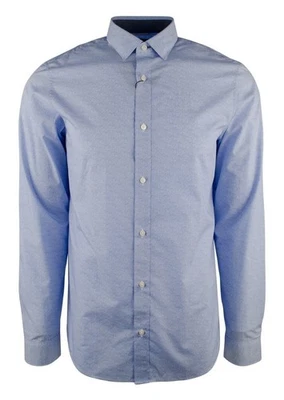 Michael Kors Men's Long Sleeve Swirl Print Slim Fit Shirt Blue Medium - Image 1 of 2