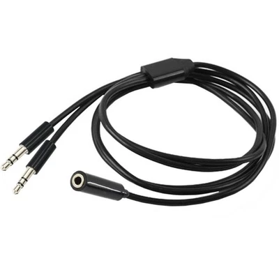 3.5mm Female to 2 Male Cable 3.5 Splitter for Headphones Two Speakers - Image 1 of 4