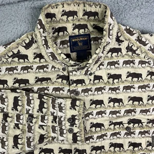 Vintage Woolrich Button Up Shirt - Mens Size XL All Over Print Moose Outdoors - Picture 1 of 7