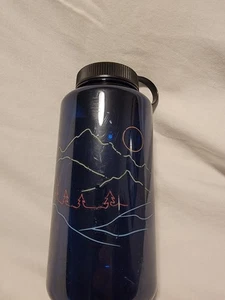 Nalgene Retro Mountain Forest Blue Wide Mouth 32oz 1L Water Bottle BPA Free - Picture 1 of 4