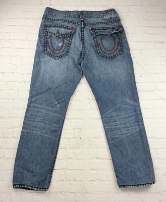 True Religion Ricky Super T Mens Denim Jeans Sz 36 Thick Red Stitch Made In USA - Image 1 of 4