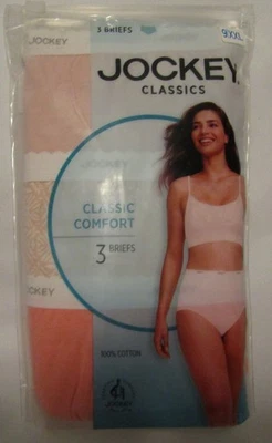 Jockey Classics 100% Cotton Briefs Underwear - Women's Size 9 - New - 3 Pack - Image 1 of 4