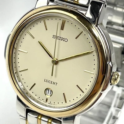 SEIKO LUCENT Quartz Watch Gold Silver Two Tone Date Model 7N22 6B20 Ladies - Image 1 of 4