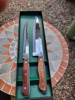 Juego de 2 cuchillos japoneses de colección - Maxam acero calidad mango madera cuchillos de chef Foto 1 de 4