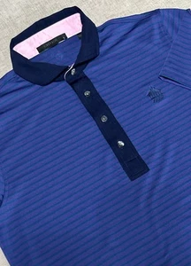 Greyson Herren Small Golf Polo gestreift Performance Shirt Stretch lila türkis - Bild 1 von 10