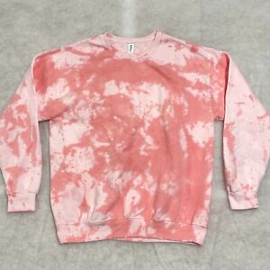 Vtg Jerzees Nu Blend Men's Size Large Pink Tie Dye Crewneck Pullover Sweatshirt 